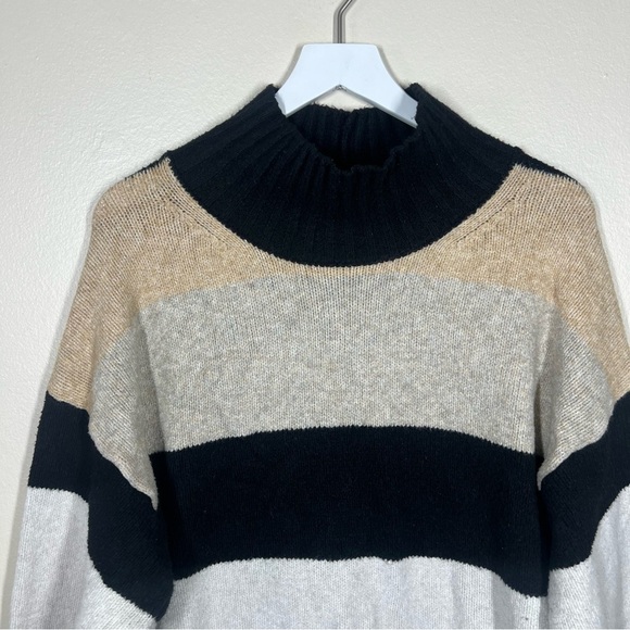 Target A New Day Womens Multicolor Neutral Stripe Mock Neck Relaxed Sweater XXL - Picture 2 of 8